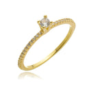 Anel Solitário Cravejado  3-37