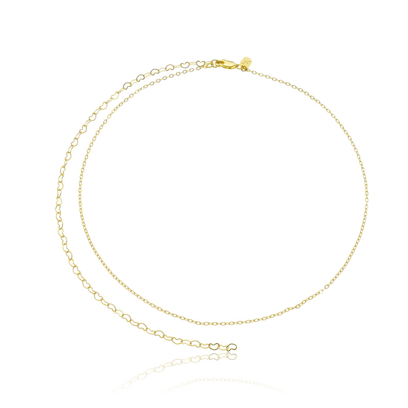 Colar Corrente Diamantada com elos de Coraçãoes 10-54