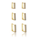 Brinco Argola Cravejada Quadrada Trio M 8-219