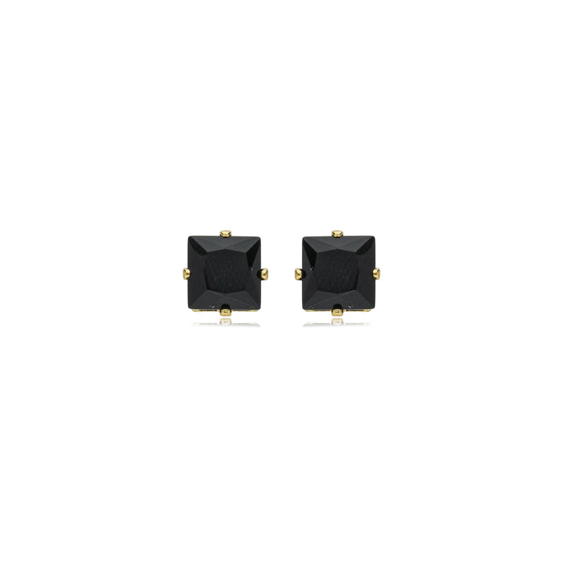 Brinco Ponto de Luz Quadrado Preto Ônix G 1-77