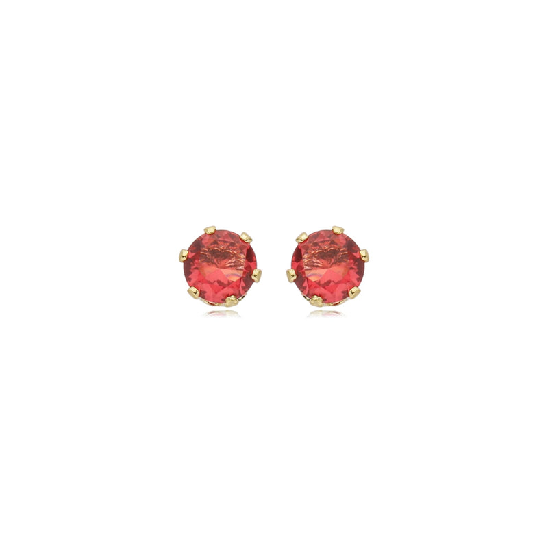 Brinco Ponto de Luz Redondo Vermelho Rubi M 1-134