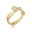 Anel Solitário Cravejado  3-38