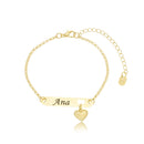 Pulseira Personalizada Plaquinha com Pingente Coração 6-28