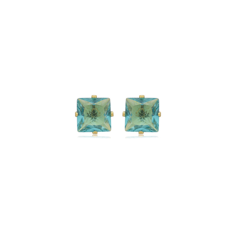 Brinco Ponto de Luz Quadrado Verde Acqua  GG 1-63