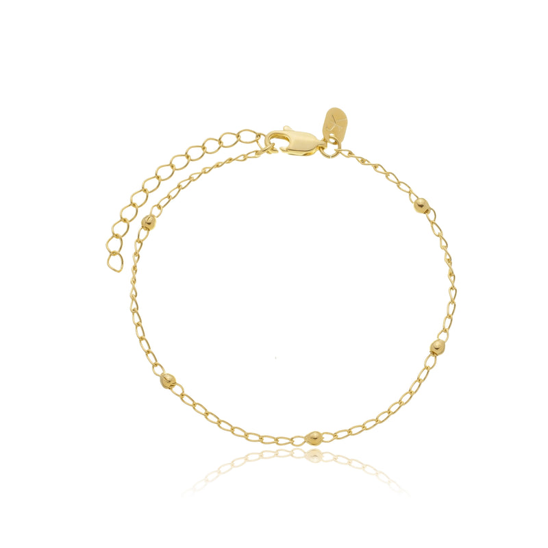 Pulseira elo com bolas banhada a ouro 18k