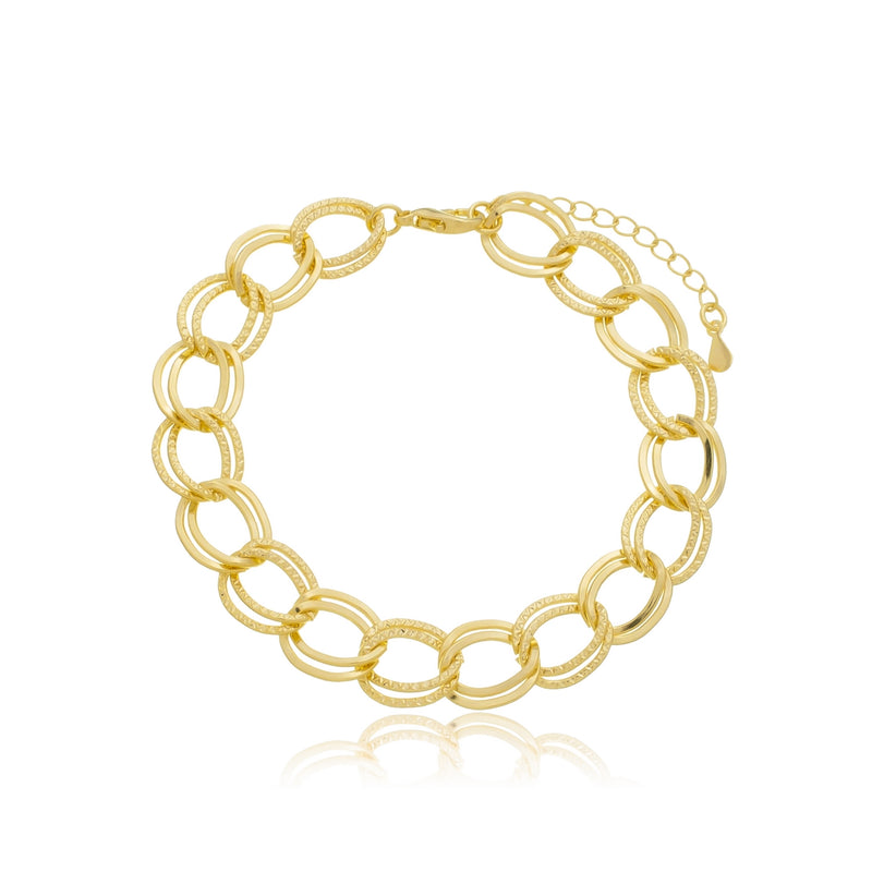 Pulseira elos duplos banhada a ouro 18k