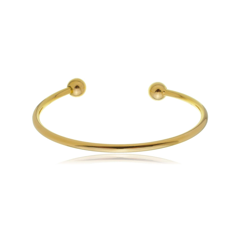 Bracelete aberto liso banhado a ouro 18k