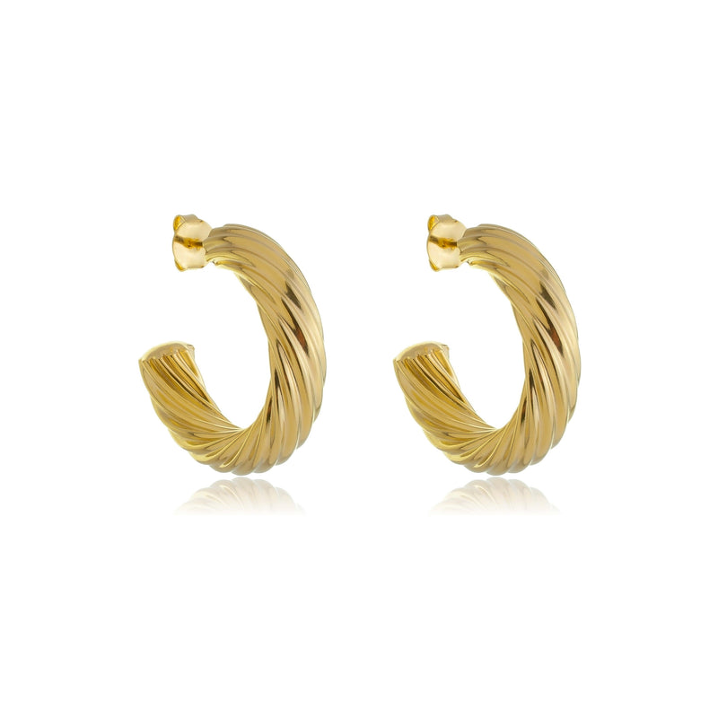 Brinco argola torcidos banhado a ouro 18k