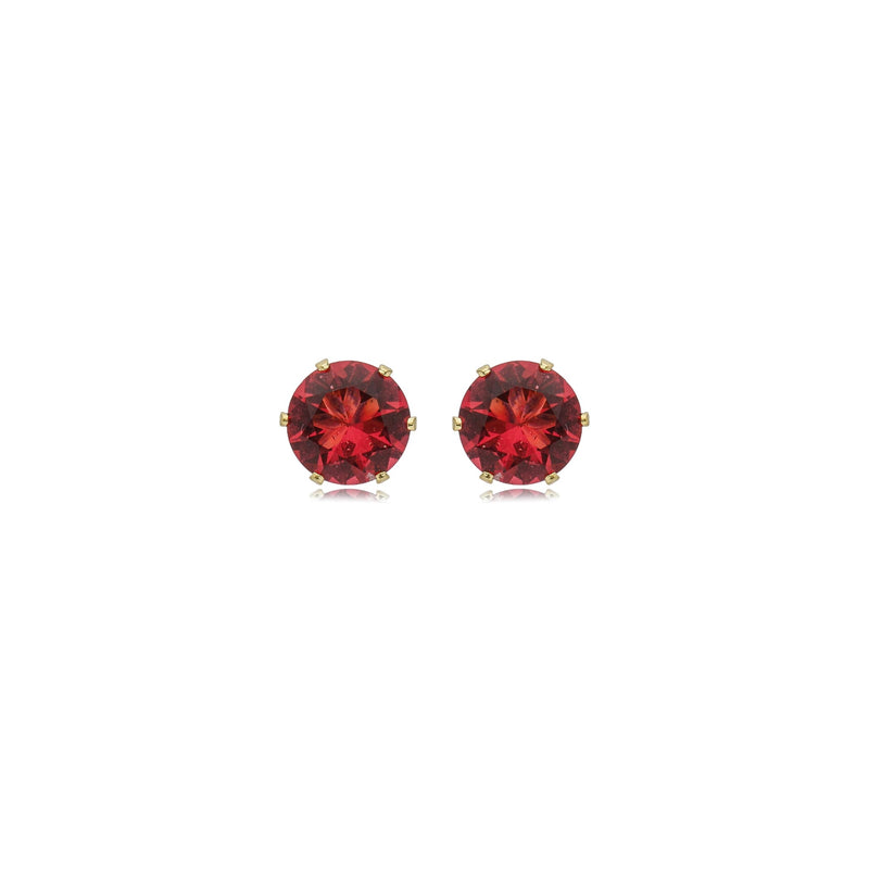 Brinco Ponto de Luz Redondo Vermelho Rubi GG 1-114