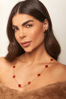 Brinco Ponto de Luz Quadrado Mod 2 Vermelho Rubi GG 1-154