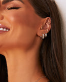 Brinco Argola Cravejada Trio Trevo G 8-313