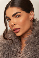 Brinco Ponto de Luz Redondo Vermelho Rubi M 1-134