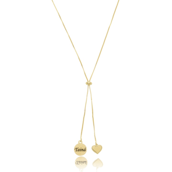 Colar Personalizado Gravatinha Coração mais Nome 6-50